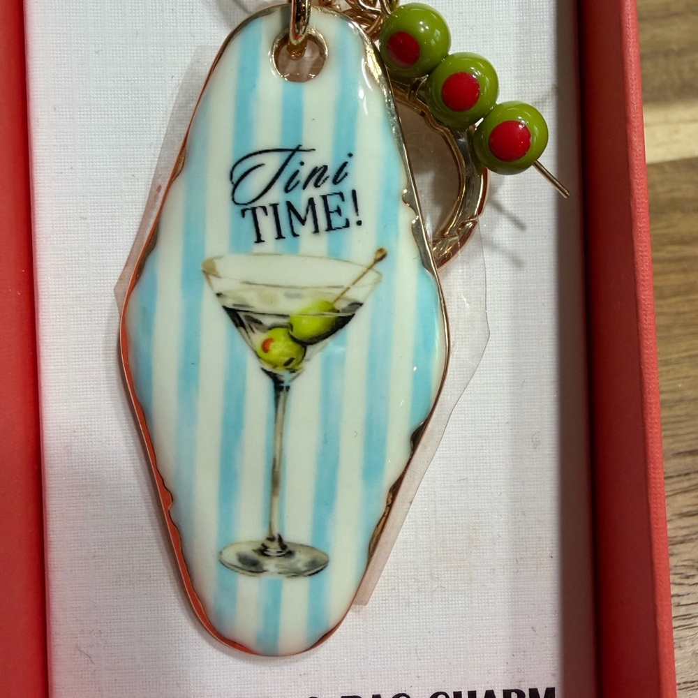 Piper K Tini Time Key and Bag Charm with Martini Design